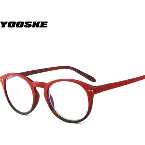 YOOSKE Anti-blue light Reading glasses Women Men Fashion Round Hyperopia Eyewear Presbyopic Glasses +1.0 1.5 2.0 2.5 3.0 3.5 4.0