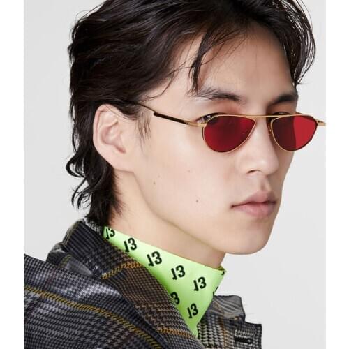 Trendy smal sun glasses women men Europe oval sunglasses vintage metal Harajuku style red green lens retro shades glasses ladies