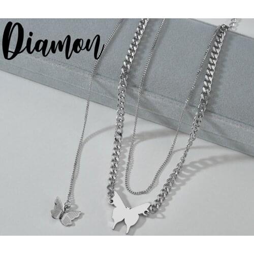 Diamon Butterfly Chain Necklaces Hot Sale Silver Color Clavicle Chain Necklaces Jewelry Accessories Necklace For Women Gifts