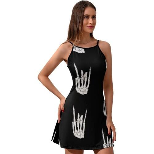 Skeleton Dress Suspender Polyester Girls Dresses Going Out New Aesthetic Pattern One-Piece Dress