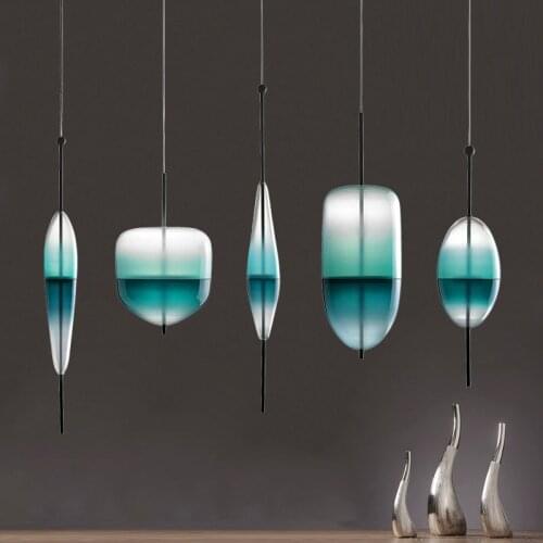 WonderGlass Night Flow S1 S2 blue glass pendant lamp LED Replica art deco pendant light for restaurant italian design lamp