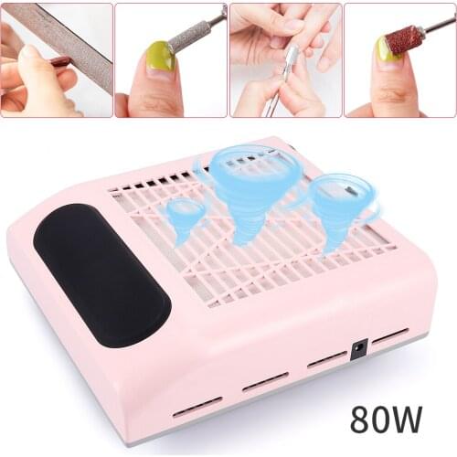 80W Nail Dust Suction Dust Collector Fan Vacuum Cleaner Manicure Machine Tools Dust Collecting Bag Nail Art Manicure Salon Tools