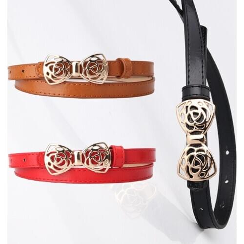 Ladies Belt Sweet Butterfly Combined with Gold Snap Button All-match Sweater Dress Thin Belt Slim Decoration Charm Party