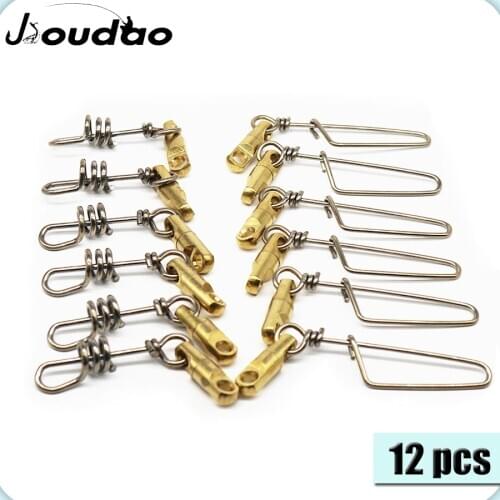 12pcs/lot Fishing Snap Swivels Stainless Steel Brass Rolling Barrel Swivel Carp Swivel Fishing Accessories Artificial Bait
