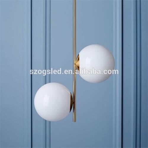 Shenzhen Oriental Diy Double Milk White Lampshade Glass Gold Lamp For Hotel luminaire suspendu