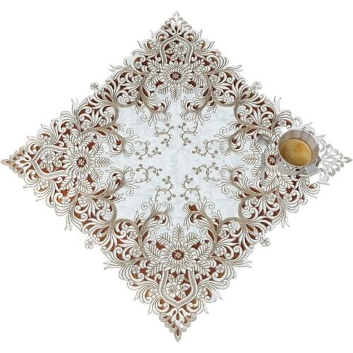 Luxurious champagne lace embroidery cloth art square tablecloth table runner Table flag dust covers Placemat XYFH