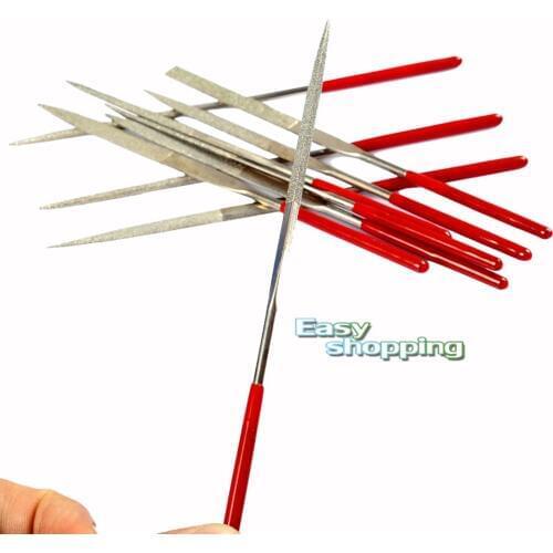 Dental Diamond Mini Needle File Set Metal Glass Stone Chisel Sharp10pcs