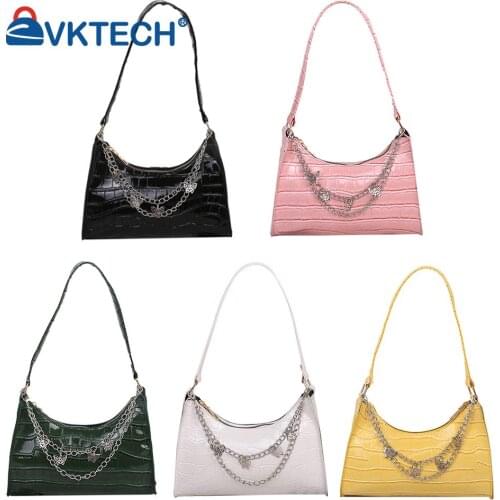 Fashion Women Alligator Pattern Butterfly Chain Shoulder Underarm Bag Casual Ladies PU Leather Solid Color Small Handbags Purse