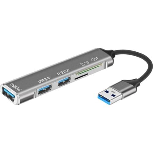 USB3.0 Hub Plug Play Data Transmission Cable USB3.0 Expansion Dock Adapter Hub Power Supply USB Adapter Hub with SD/TF Slot