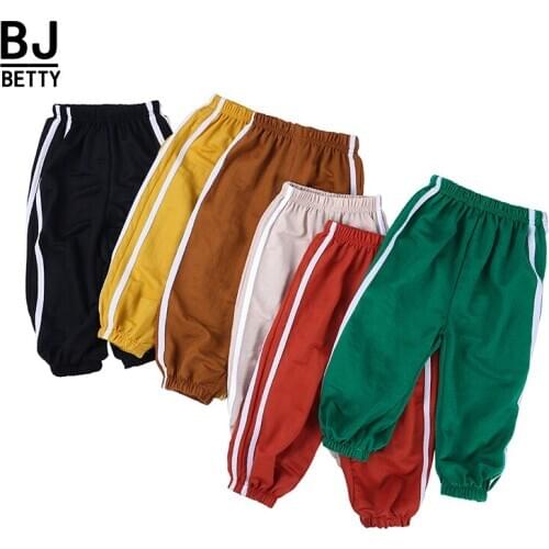 Baby Girls Pants Pure Color Side Sports Leggings for Kids boys Pencil sweat Pants UnisexKids Leggings Sport Trousers BCT036
