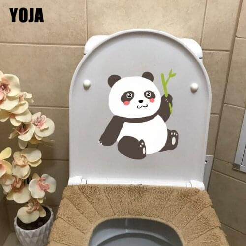 YOJA 21.7X24.7CM Cartoon Lovely Panda Toilet Decal Kids Bedroom Home Wall Sticker Decor T3-1101