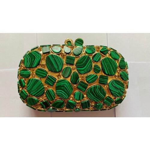 Multicolored Big Stone Evening Clutch Bag Women White Rhinestone Crystal Chain Shoulder Handbags Luxury Party Purses Handbag