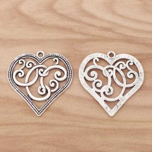 10 Pieces Heart Charms Pendants for Jewellery Making Accessories 37x36mm