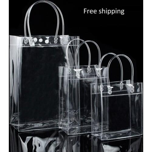 20pcs- Transparant PVC Gift Tote Packaging Bags With Handle Clear Plastic Handbag