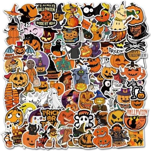 50pcs/pack Halloween Theme Style Spoof Horror Graffiti Stickers For Skateboard Bicycle Computer Notebook Car Childrens Toy