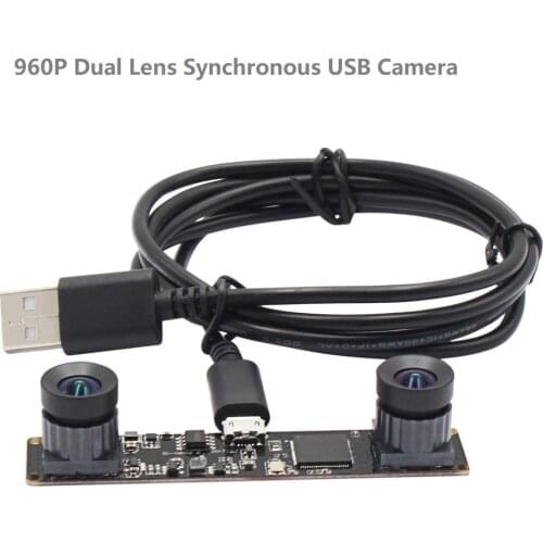 960P HD Synchronous Dual Lens USB Camera MJPEG 60fps Streaming Live Web USB Camera Module Free Driver Stere Camera for OBS Skype