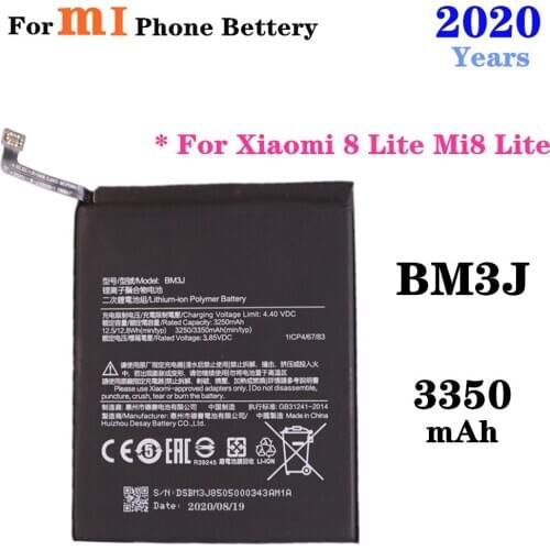 2020 Years For Xiaomi Phone Battery for for Xiaomi Mi 8 Lite 8 Lite MI8 Lite Replacement Batteries BM3J 3350mAh High Capacity