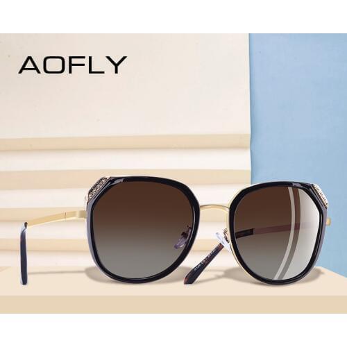 AOFLY BRAND DESIGN 2020 Polarized Sunglasses Women Sun glasses Female Rhinestone Inlay Unique Frame Shades UV400 A120