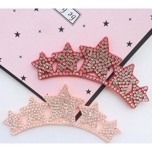 4Pcs Colorful Lovely Princess Silver Rhinestone Crown Cloth Applique for Craft/Wedding/Clothing Decor Patch DIY Accessories