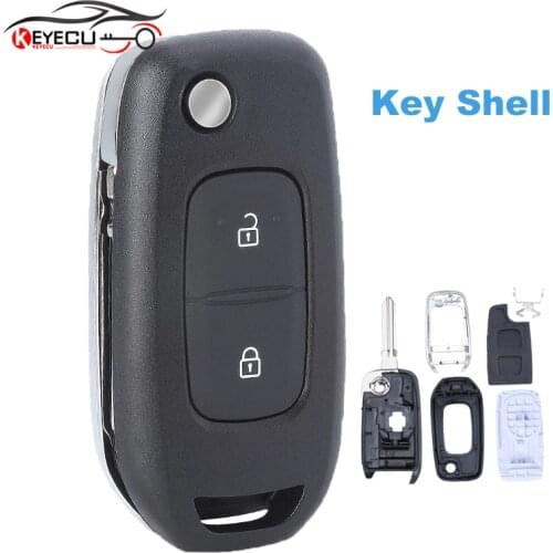 KEYECU Flip Remote Key Shell 2 Button Fob for Renault Dacia Logan 2 Logan II 2018 2019 2020