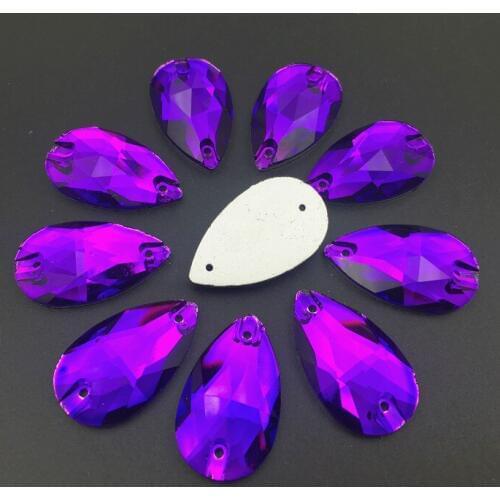 11x18mm 17x28mmTeradrop Sew On Rhinestones Sewing Glass Crystal Purple Color Droplet Beads for dress costume making
