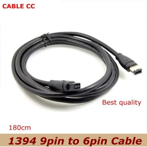Cablecc FW-018-1.8M wholesale 9 Pin to 6 Pin male to male Beta Firewire 800 Firewire 400 9 6 Cable IEEE 1394B 1.8M Black