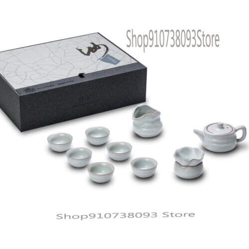 Tea Set, Home Gift Giving Tea Ceremony Accessories, Ceramic Dehua Ruyao Tea Set, Tea Cup Set