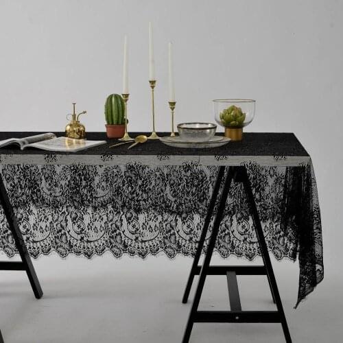 Black Lace Rectangle Table Cloth Home Decoration For Christmas Wedding Party Table Cover Manteles