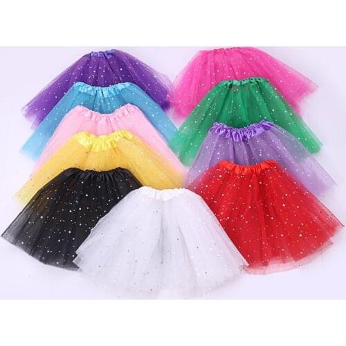 Sequin 3 Layers Tulle Toddler Pettiskirt Children Dance Skirt Lovely Fluffy Soft Tulle baby Kids Dance Tutu Skirt For Girl Skirt