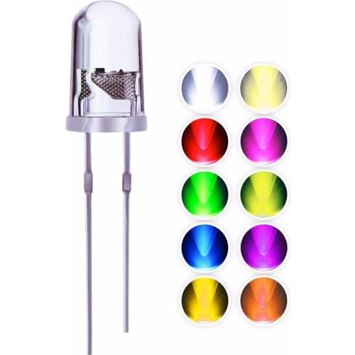 Dia.5mm LED diode white to white/warmwhite/pink/red/purple/green/grass green/pink/purple/blue/orange/yellow light,1000ea/lot