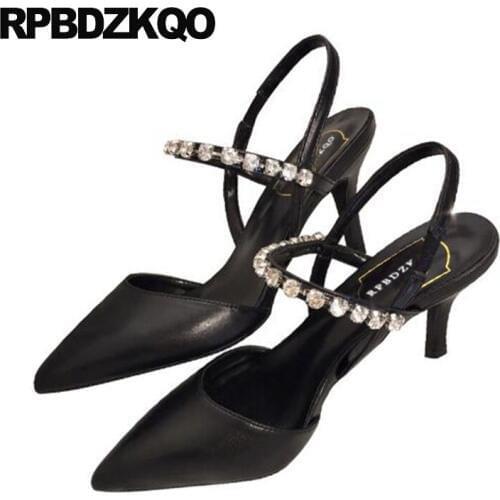Jewel 3 inch pumps rhinestone slingback crystal scarpin mary janes women shoes high heels diamond quality pointed toe ladies