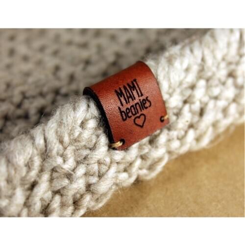 55pcs Customize leather clothing Knitting labels tags for Handmade items center fold logo Sewing Crochet label DIY Accessories