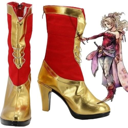 FF6 Dissidia Final Fantasy Terra Branford Cosplay Boots Red Shoes Custom Made Any Size