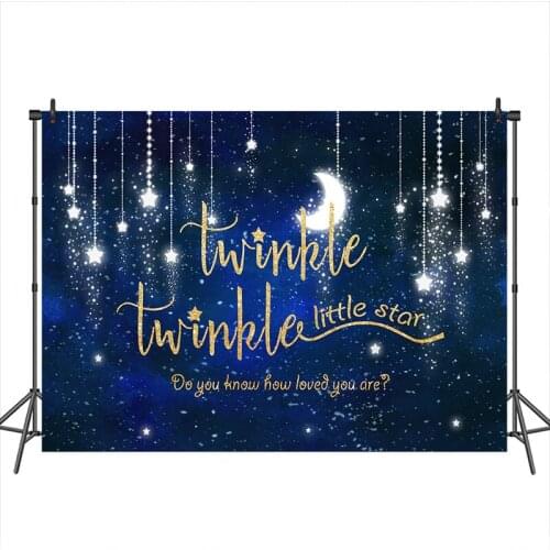 Twinkle Twinkle Little Star Background for Photo Night Moon Glitter Star Photo Booth Studio Birthday Baby Shower Decor Backdrops