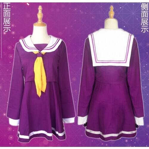 Anime No Game No Life Shiro Cosplay Purple Uniform Black Uniform Cosplay Synthetic Hair Halloween Role Play