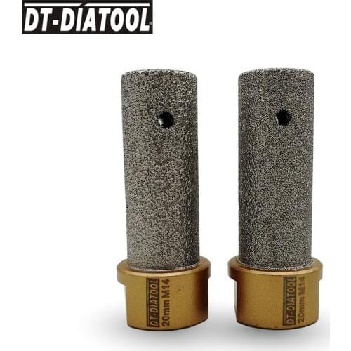 DT-DIATOOL 2pcs Dia 20mm M14 Thread Vacuum Brazed Diamond Milling Finger Bits Enlarge Holes in Porcelain Ceramic Marble Granite