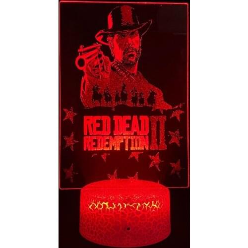 Red Dead Redemption 2 Game Figure Arthur Morgan 3D Picture Lava Lamp Battery Touch Night Light RGB Bedroom Table Desk Decoration