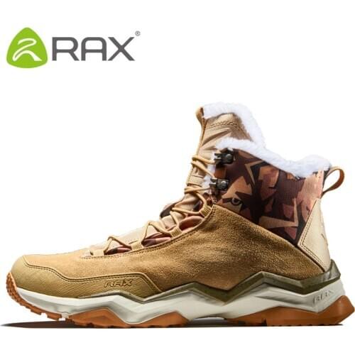 RAX Waterproof Hiking Shoes Men Winter Outdoor Sneakers for Men Snow Boots Plush Mountain Snowboots Outdoor Tourism Jogging Shoe
