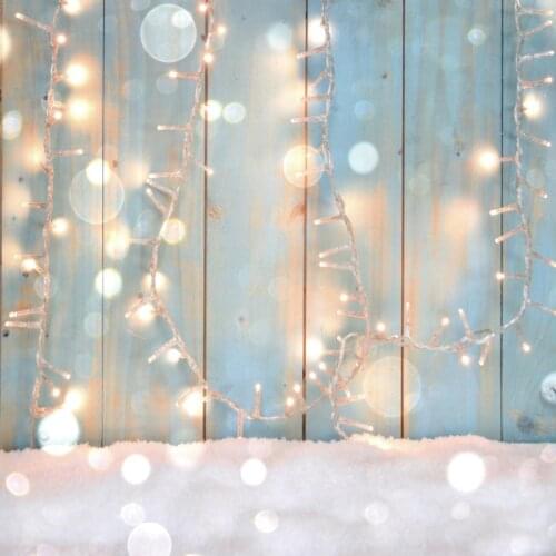 Laeacco Christmas Backdrops Wooden Board Light Bokeh Winter Snow Photography Backgrounds Baby Newborn Portrait Photocall Props