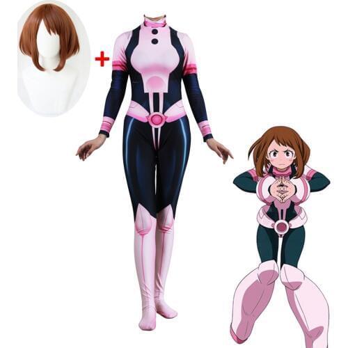 Hot Anime Hero of the Academy Ochako Uraraka Cosplay Costume Fighting Uniform Cosplay Costume Zentai Halloween Costume Jumpsuits