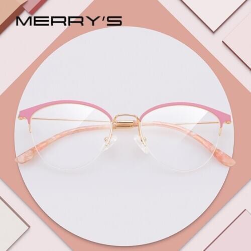 MERRYS DESIGN Women Retro Cat Eye Glasses Frame Fashion Ladies Eyeglasses Half Frame Myopia Prescription Optical Eyewear S2231