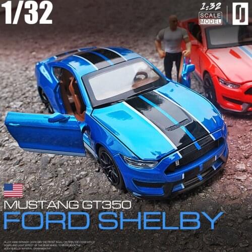 High Simulation 1:32 Supercar Ford Mustang Shelby GT350 Alloy Car Model Pull Back Sound 4 Open Door Kids Gifts Free Shipping