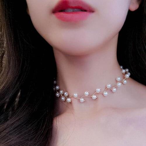 Fashion Pearl Pendant Choker Necklace Womens Wedding Party Clavicle Chain Accessories Gifts For Girl Jewellery Bijoux Collares
