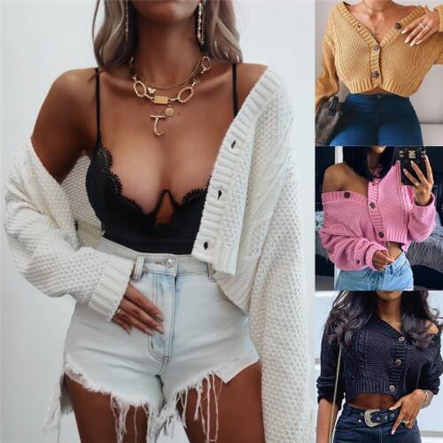 Fashion Women Knitted Casual Cardigan Ladies Open Front Sleeve Sweater Coat Outwear