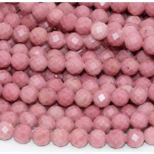 Natural Pink Wood Petrified Jasper Faceted Loose Round Beads 6.5mm