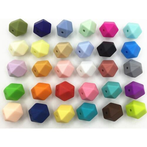 NEW 30color Silicone Hexagon Beads - DIY silicone Hexagon beads BPA free Silicone loose Beads without joint line 50pc/lot