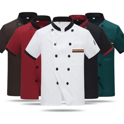 Chef Clothing Summer Man Womens Workwear Jacket Short Sleeve Cottton Hotel Restaurant Kitchen Chef Waiter Overalls Cook Uniform