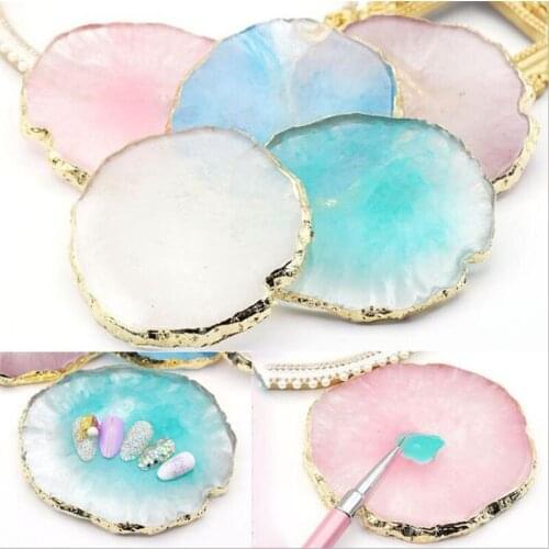 7 Colors Resin Nail Art Painting Gel Palette Golden Edge Polish Agate Mix Stir Crystal Gem Plate Manicure Accessory New DIY Tool