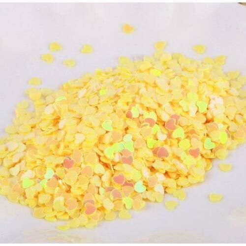 30g 3mm Heart Sequins Nail Art Flat Loose Sequins Glitter Paillettes Wedding Craft Kids DIY Accessories Yellow AB