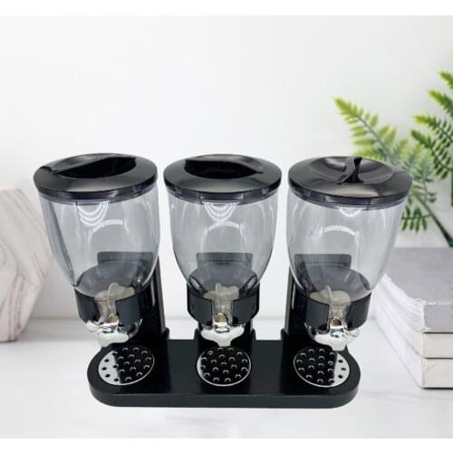 Plastic Triple Canister Snack Dry Food Cereal Dispenser Machine Kitchen